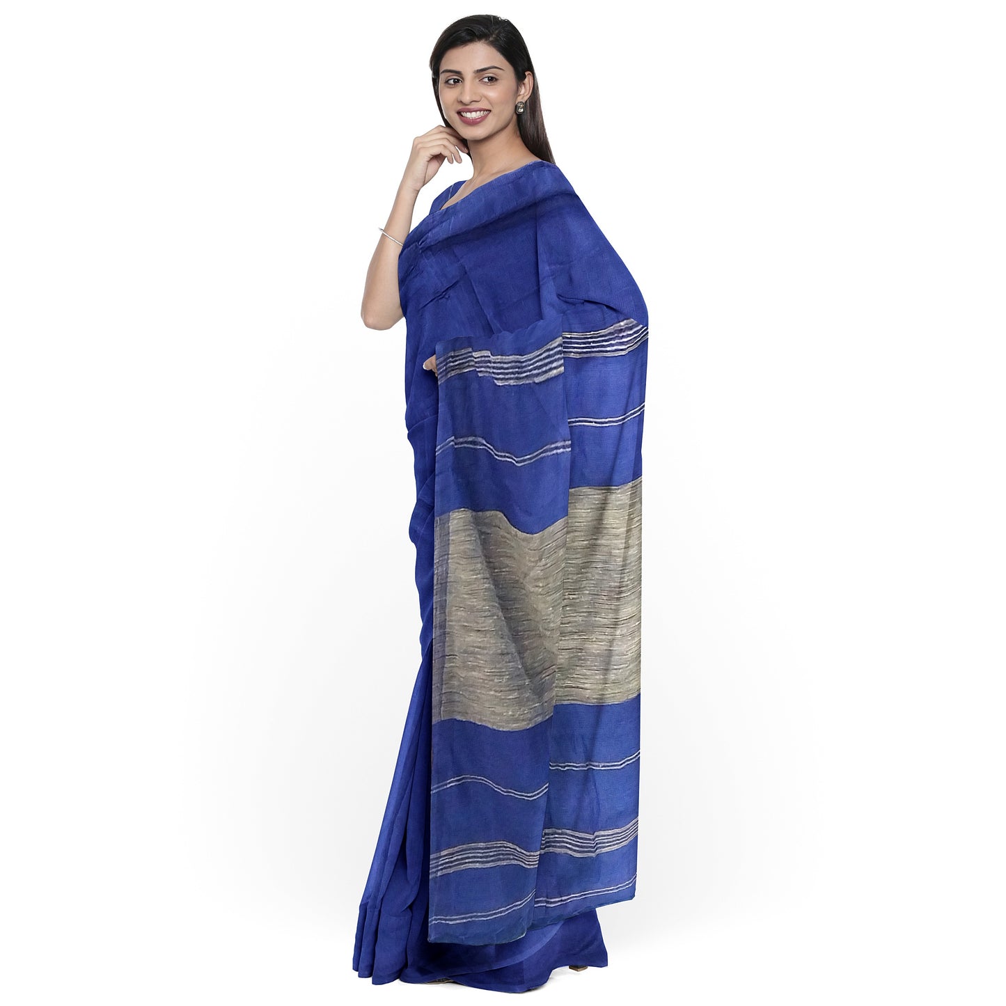 Blue-green Hue Cotton Saree for Regal Looks