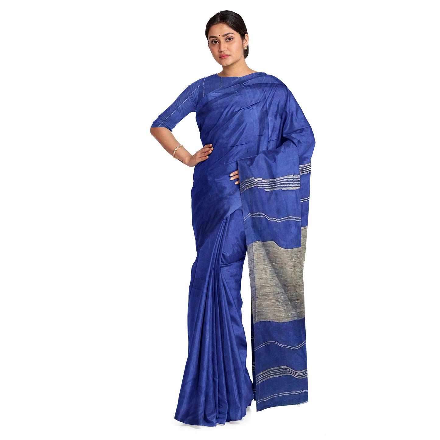 Blue-green Hue Cotton Saree for Regal Looks