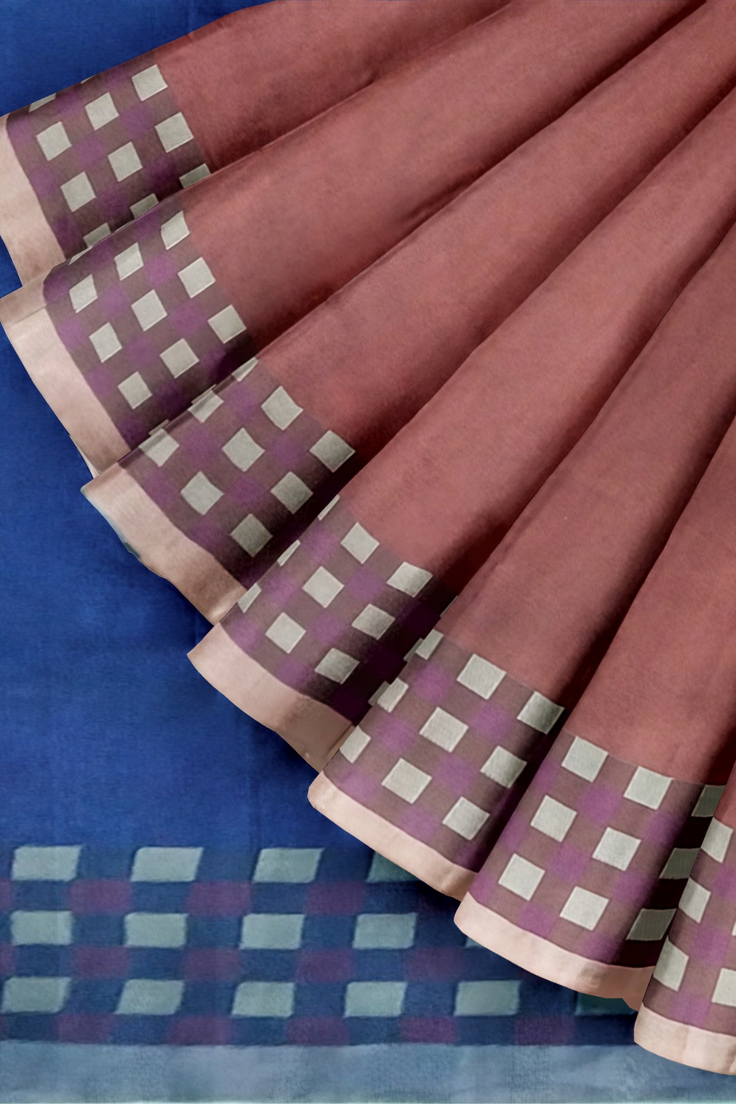 Luxurious Red and Blue colored Cotton Silk Saree