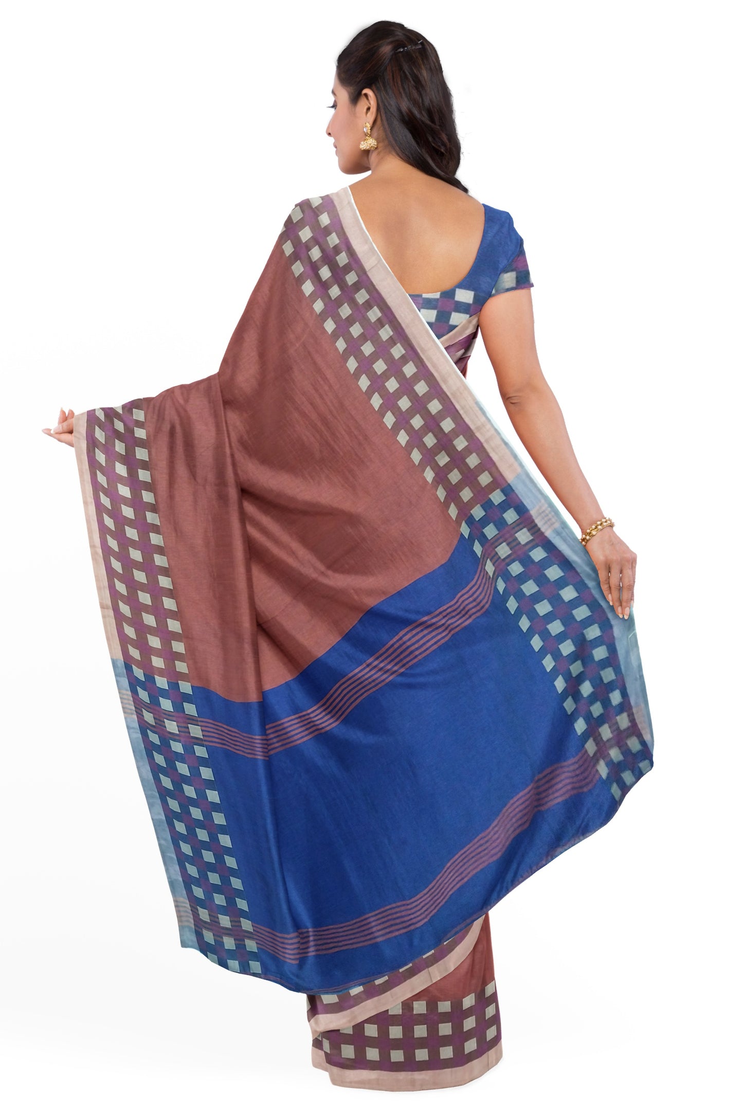 Luxurious Red and Blue colored Cotton Silk Saree
