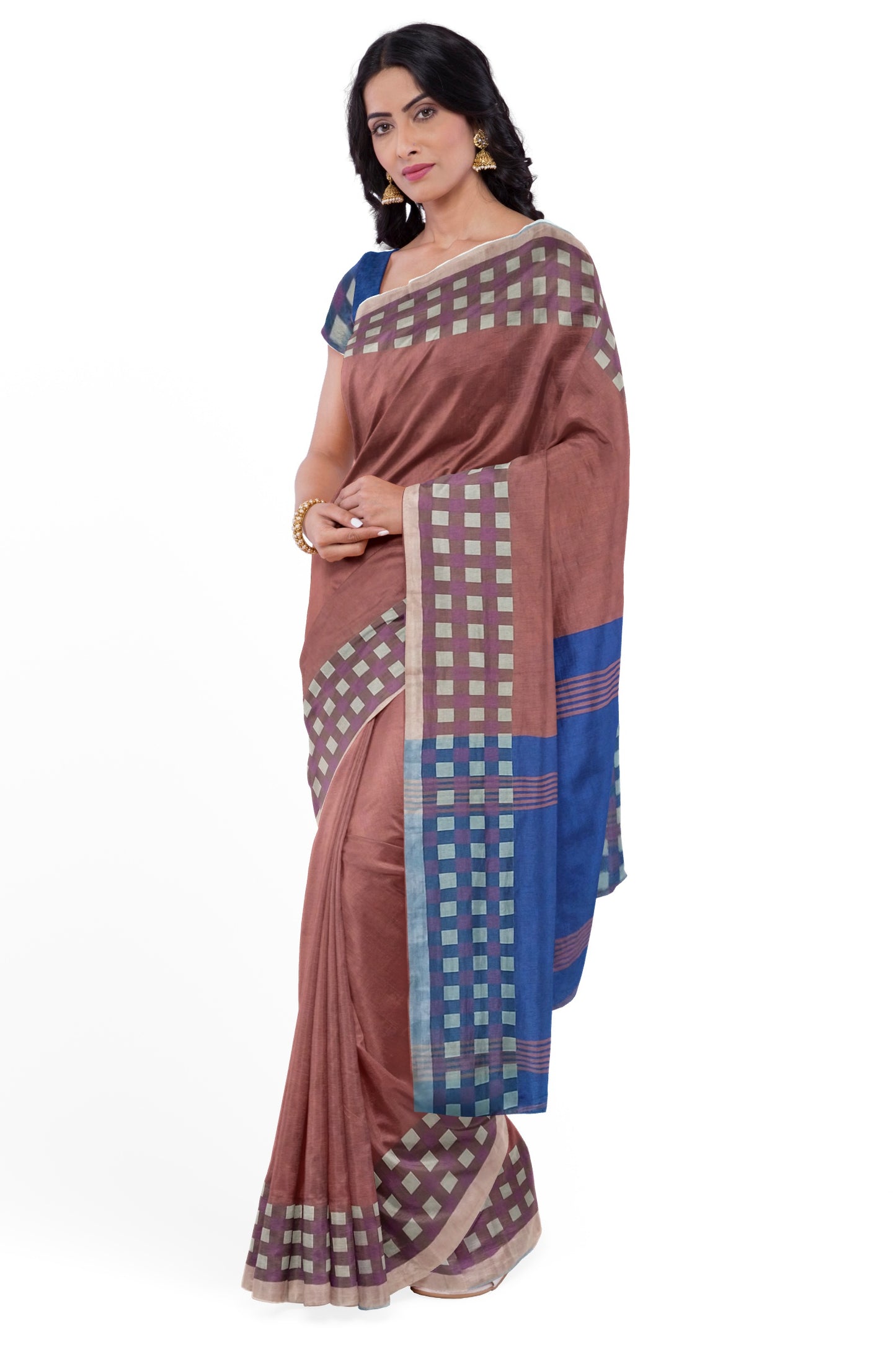 Luxurious Red and Blue colored Cotton Silk Saree