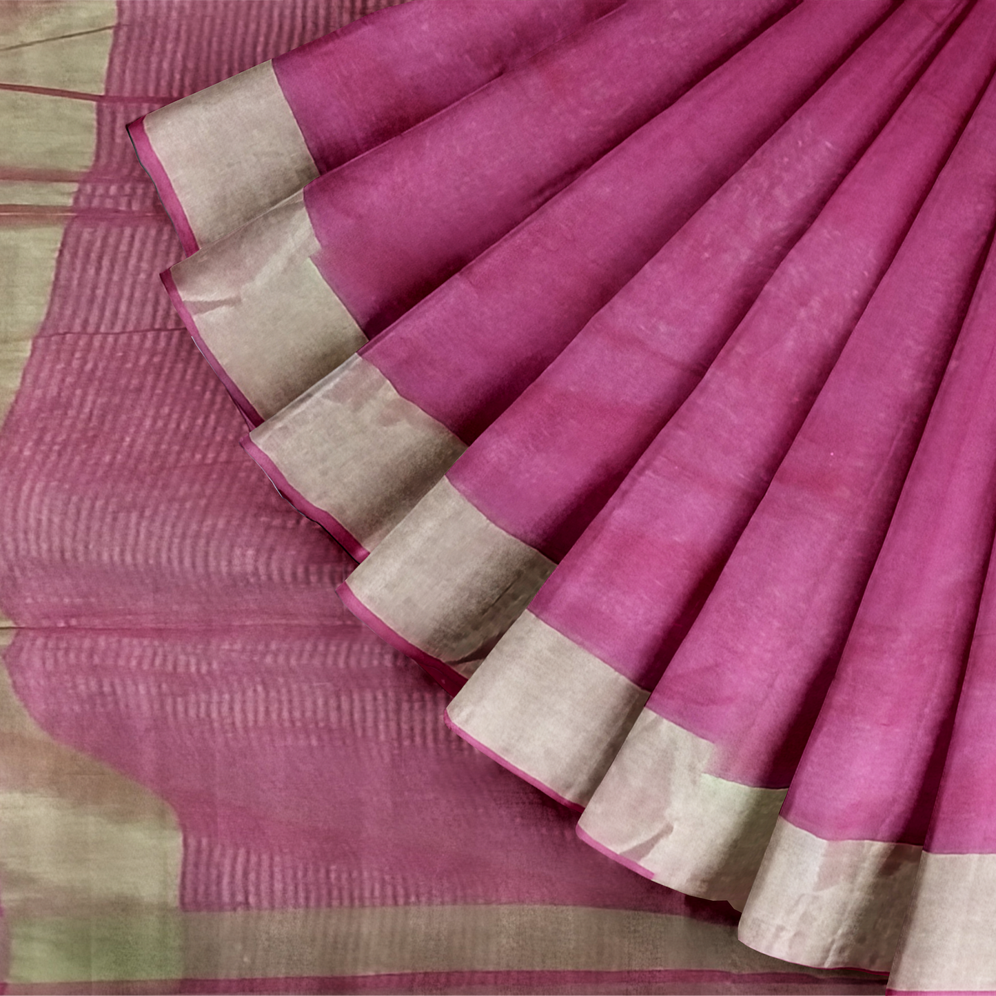 Rani Color Cotton Silk Saree
