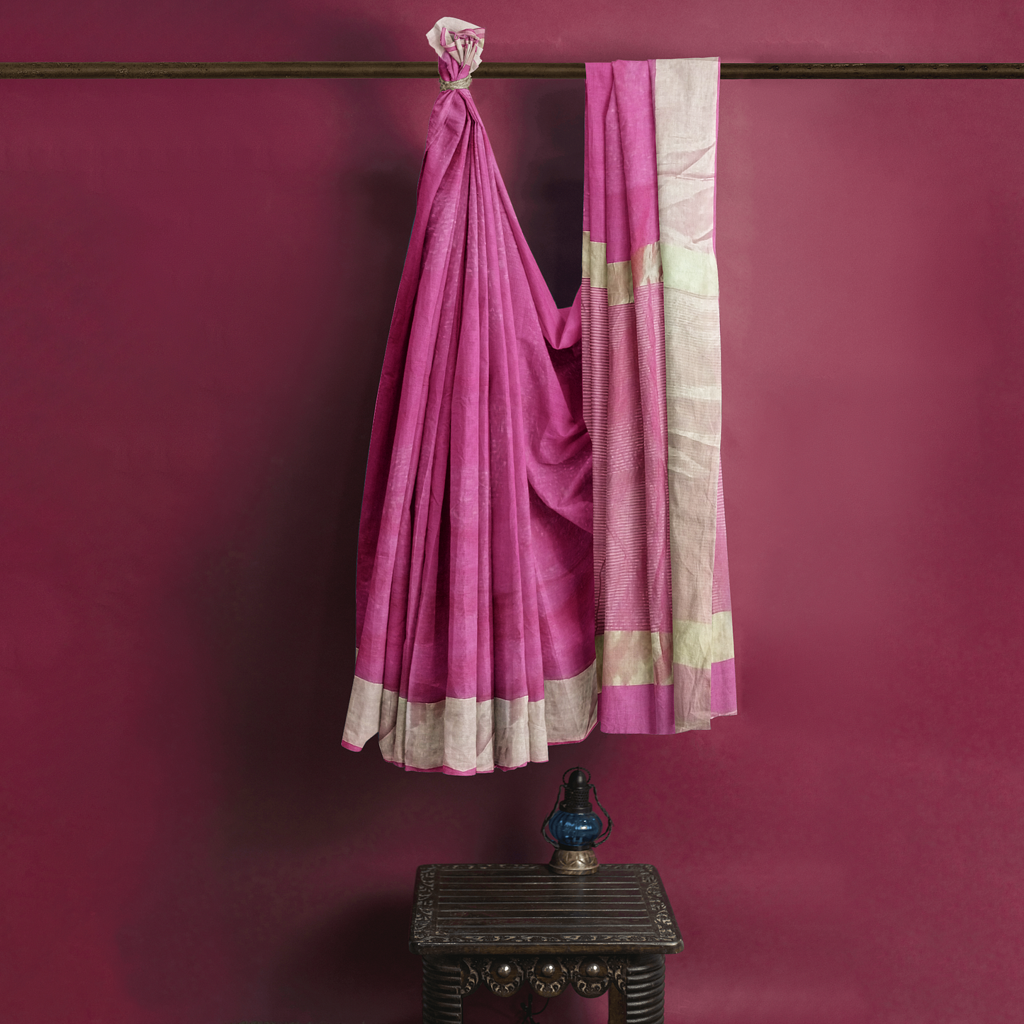 Rani Color Cotton Silk Saree