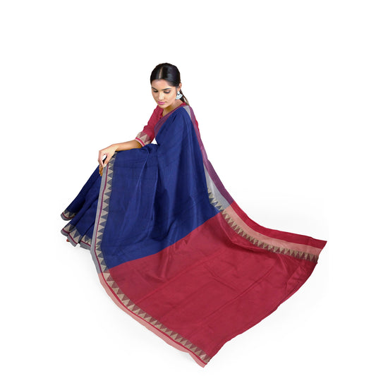 Pleasant Beautiful Blue Kanjeevaram Saree