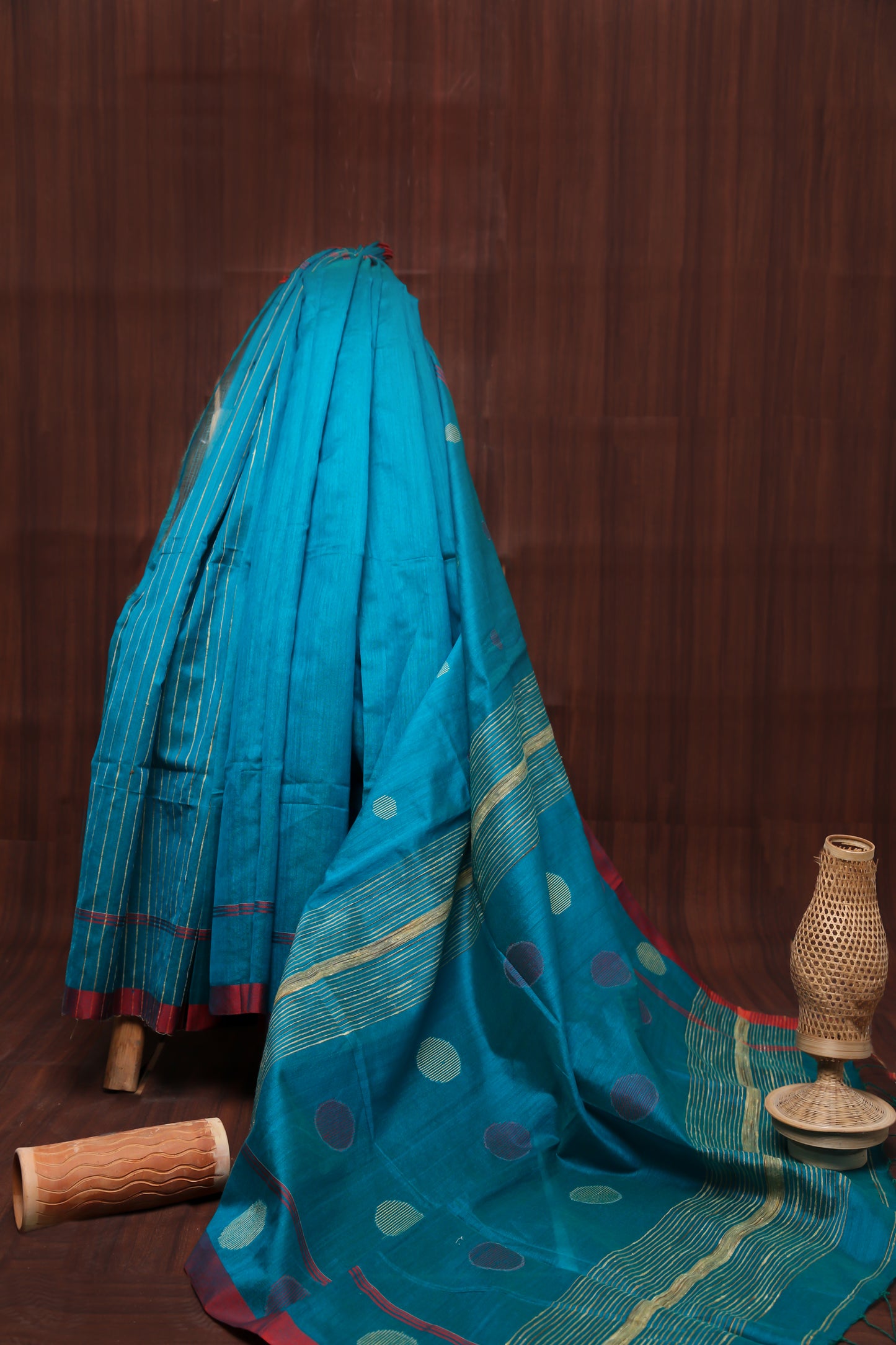 Beautifully Crafted Blue Colored Cotton Silk Saree