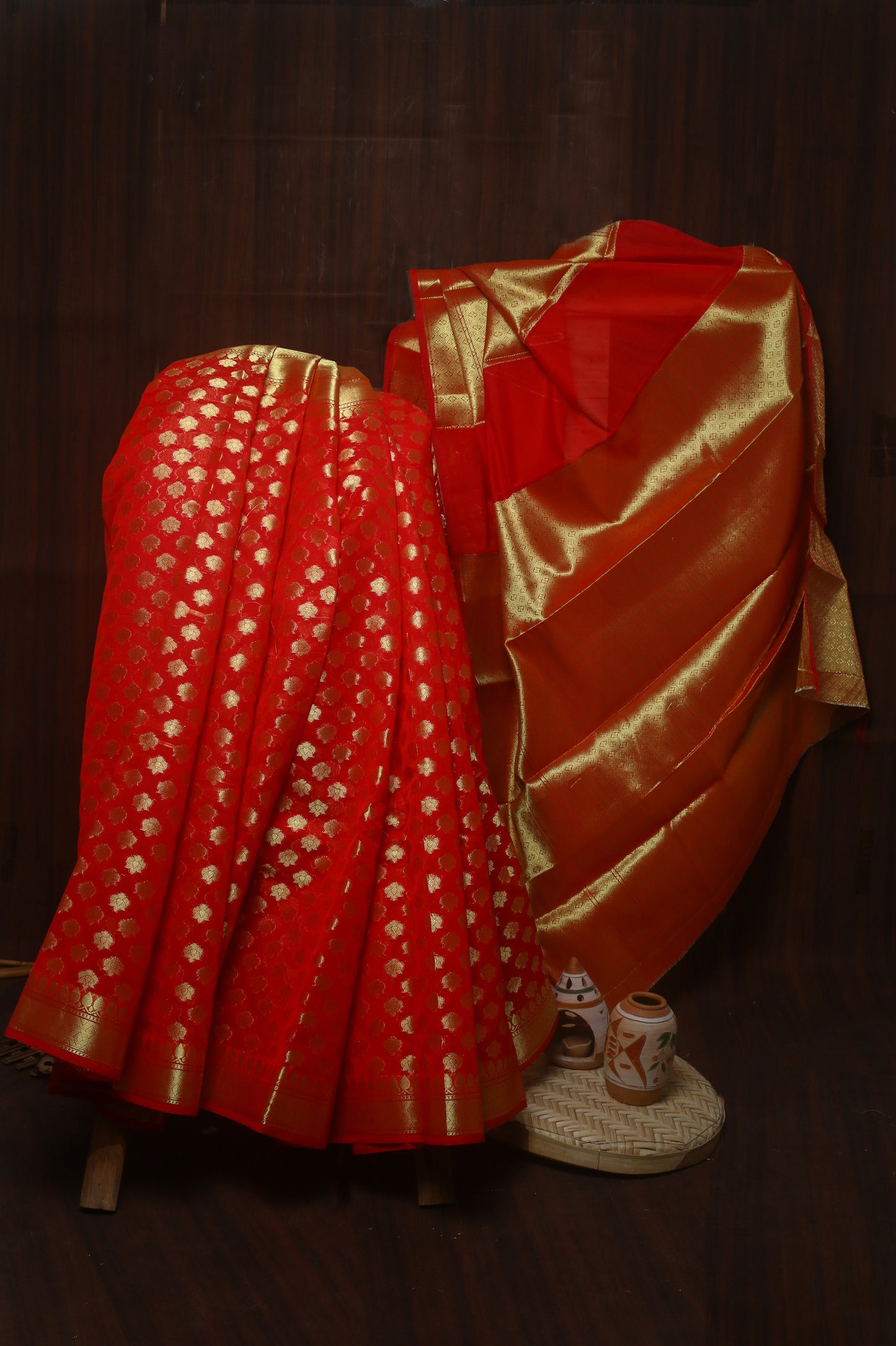 Orange-hued Silk Saree Buy Online