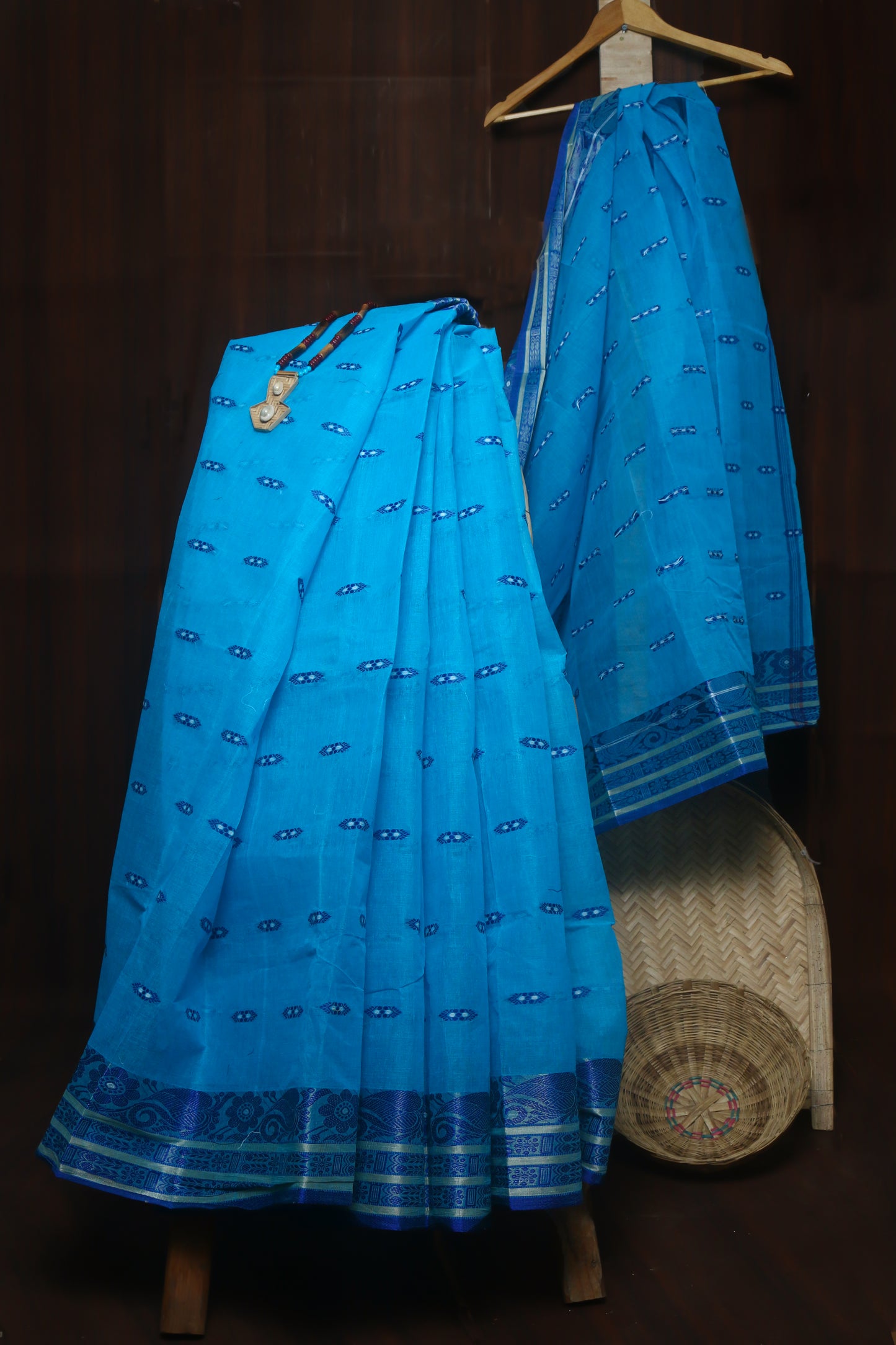 Stylish Sky Blue Chanderi Cotton Saree