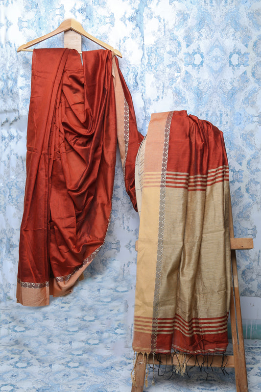 Beautiful Maroon Cotton Silk Saree