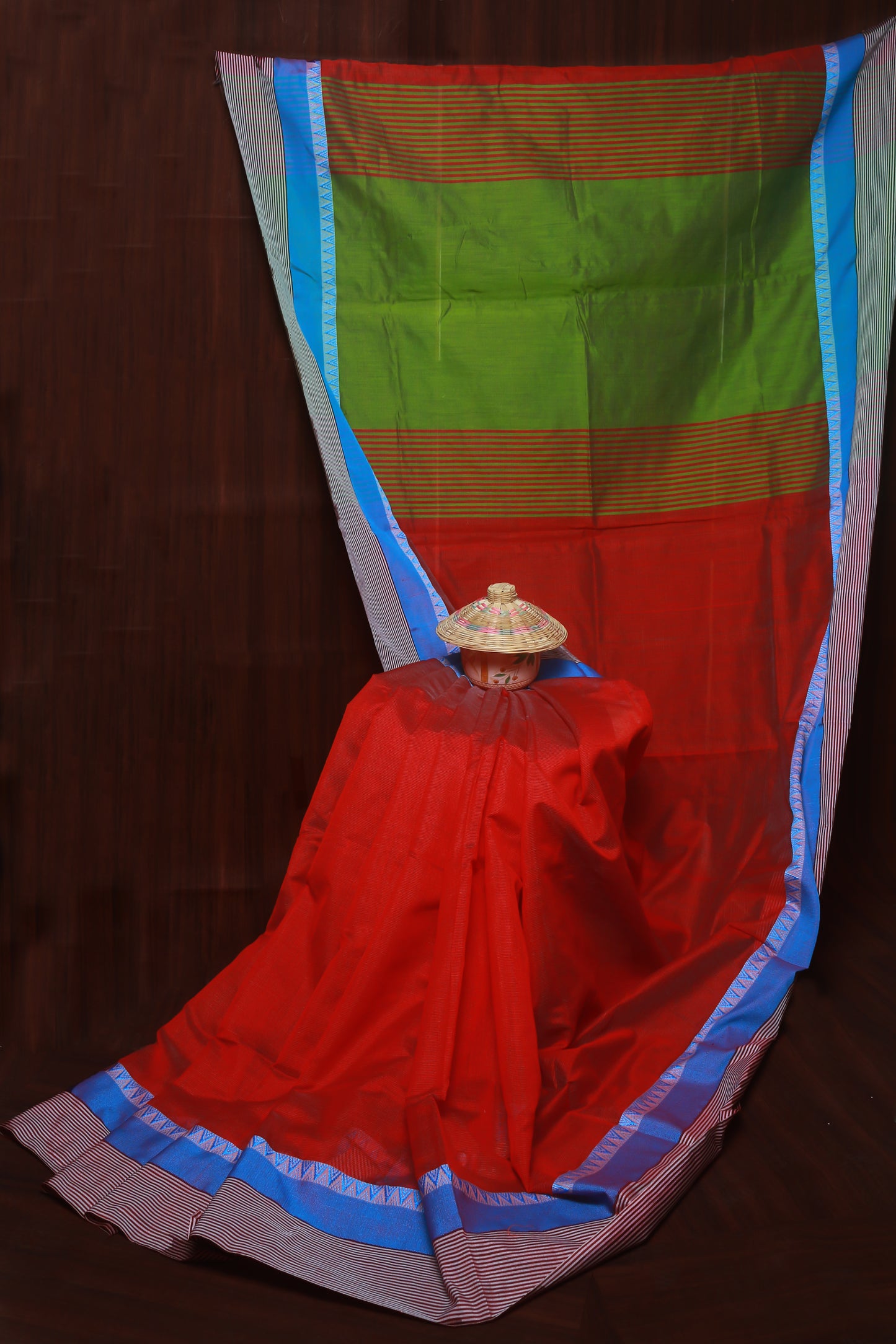 Graceful Red Colored Cotton Silk Saree