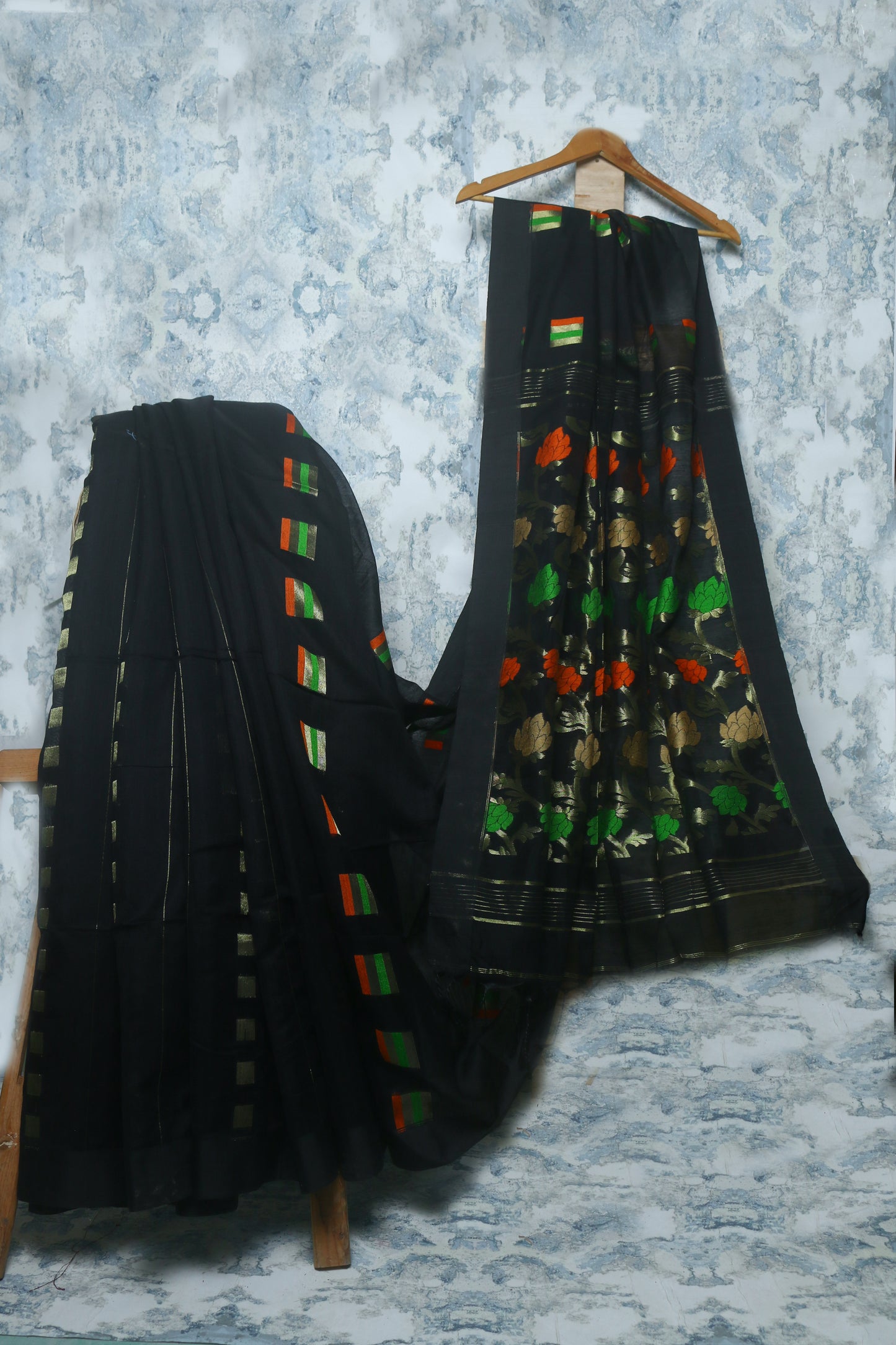 Chanderi Silk Saree with Zari motifs Nakasi border