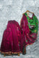 Maroon Saree With Pink Green Coloured Border