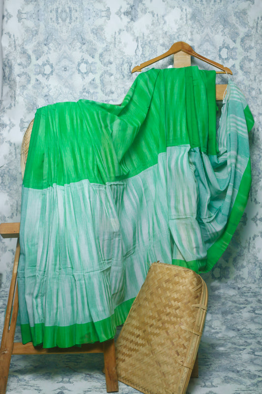 Lovely Green Chequered Cotton Saree