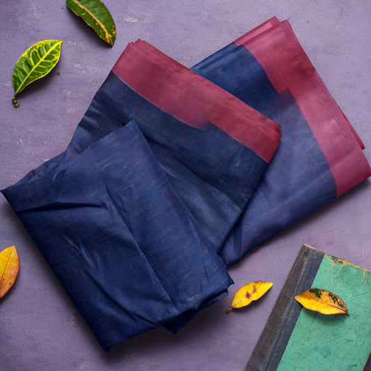 Royal Blue - Red Colored Ghicha Print Saree