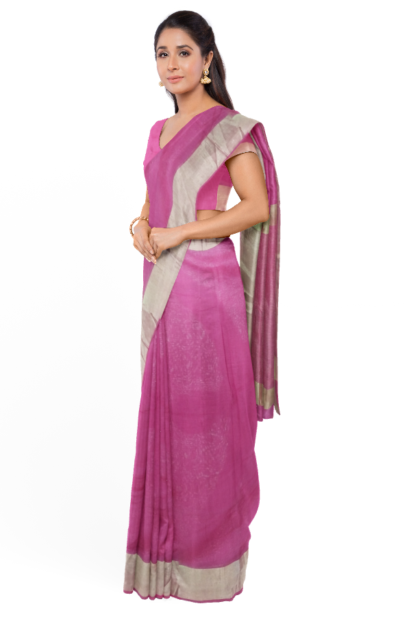 Rani Color Cotton Silk Saree