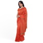Orange-colored Cotton Silk Saree with Stripes