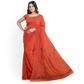 Orange-colored Cotton Silk Saree with Stripes