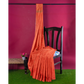 Orange-colored Cotton Silk Saree with Stripes