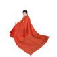 Orange-colored Cotton Silk Saree with Stripes