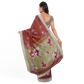 Hand Printed Maroon Cotton Silk Saree