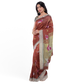 Hand Printed Maroon Cotton Silk Saree