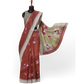 Hand Printed Maroon Cotton Silk Saree