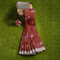 Hand Printed Maroon Cotton Silk Saree
