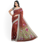 Hand Printed Maroon Cotton Silk Saree