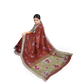 Hand Printed Maroon Cotton Silk Saree