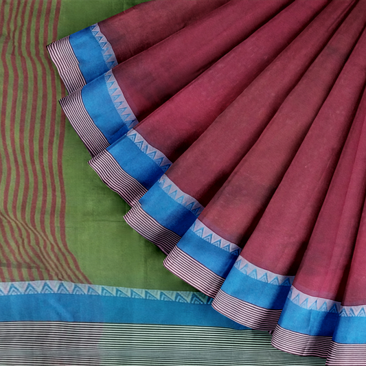 Graceful Red Colored Cotton Silk Saree