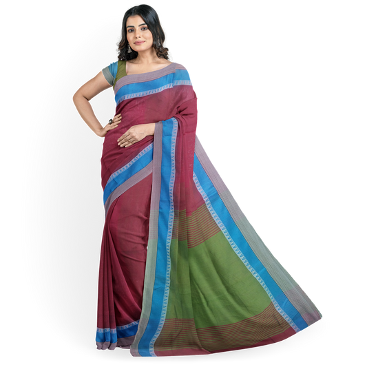 Graceful Red Colored Cotton Silk Saree