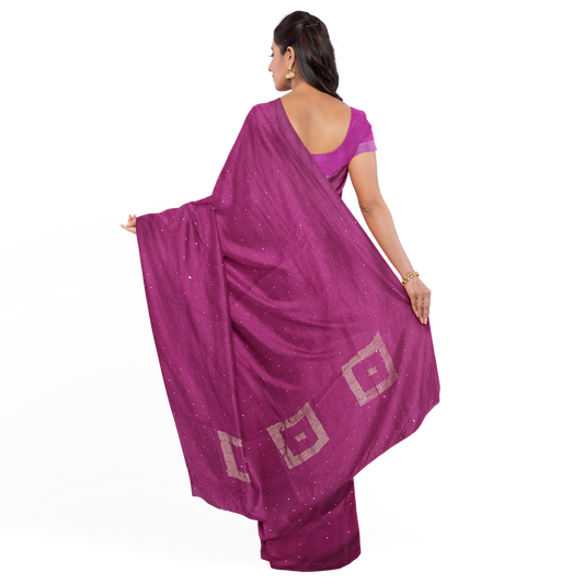 Delicate Purple Cotton Silk Saree with Golden Border