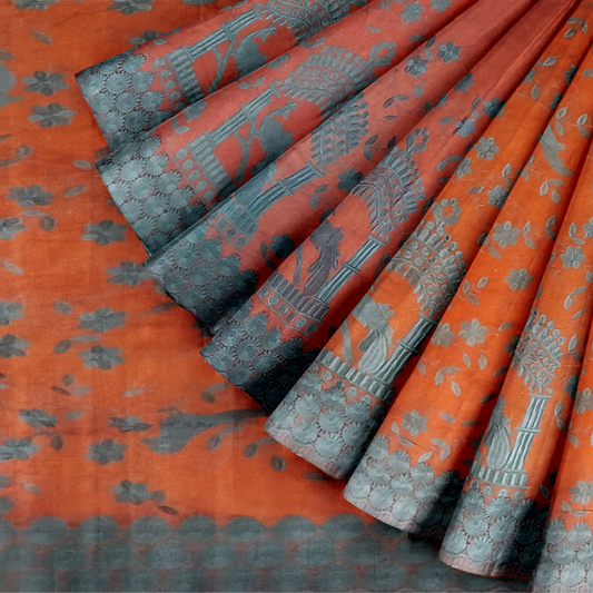 Unique Mustard Color Silk Saree with Animal Prints