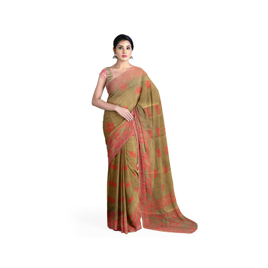 Pure Silk lovely brown colour Saree