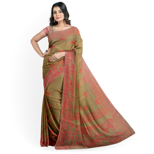 Pure Silk lovely brown colour Saree