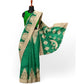 Green-Colored Saree with Golden Hues