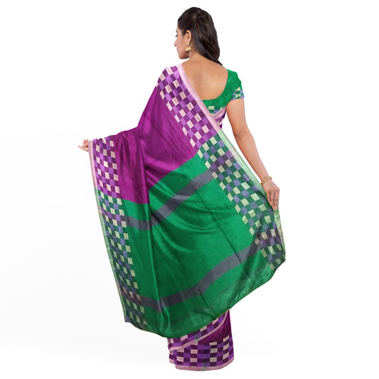 Elegant Rani-colored Cotton Silk Saree