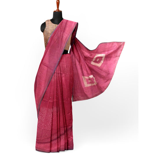 Golden-Maroon Coloured Traditional Tussar Silk Saree