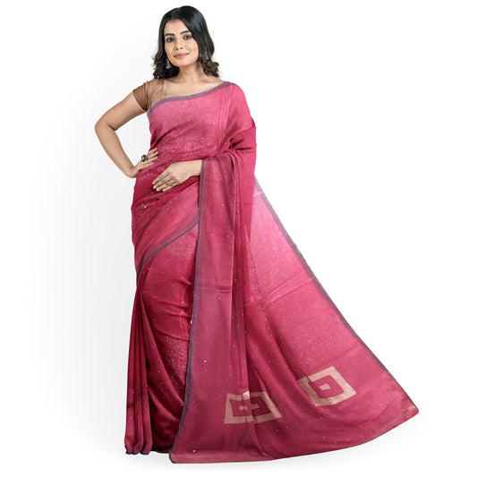Golden-Maroon Coloured Traditional Tussar Silk Saree