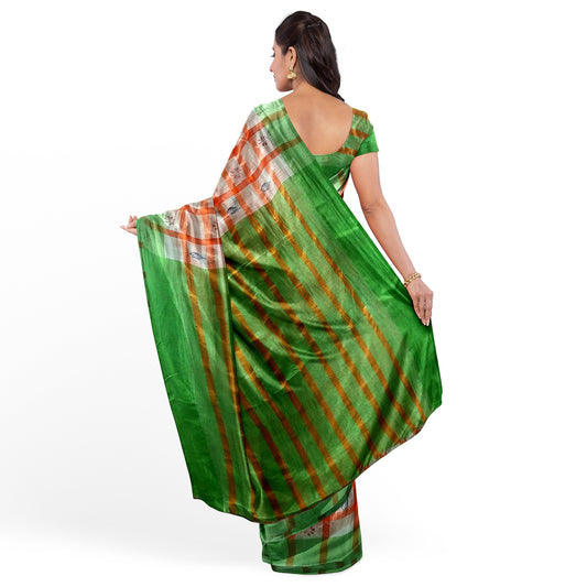 Stunning White and Orange Cotton Saree