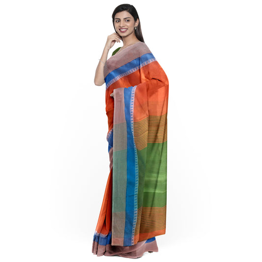 Trendy yet Classy Orange Cotton Saree