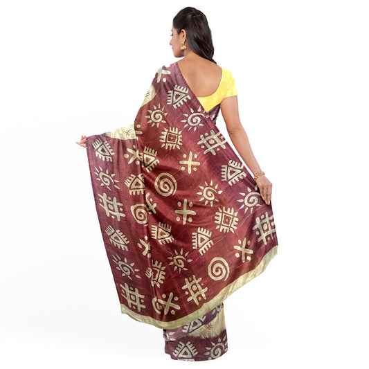 Bandhani Patterns Silk Saree in Cream and Red Color