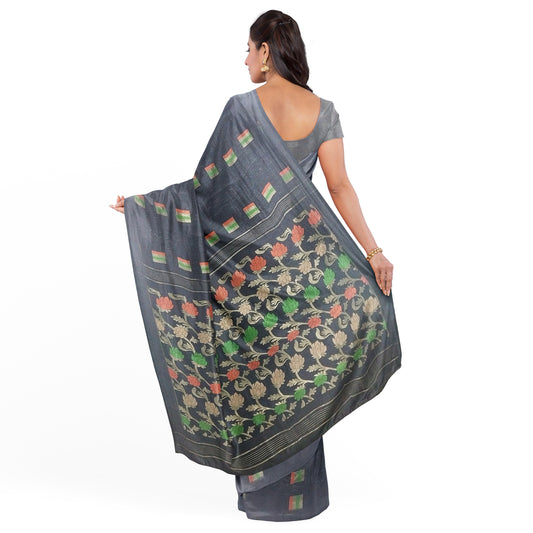 Chanderi Silk Saree with Zari motifs Nakasi border