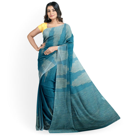 Lustrous Blue Ghicha Silk Saree