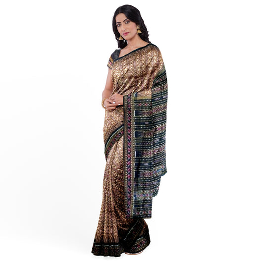 Sambalpuri Handwoven Saree with Chequered Design