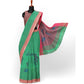 Flower Printed Saree in Green-Maroon Colour