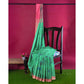 Flower Printed Saree in Green-Maroon Colour