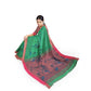 Flower Printed Saree in Green-Maroon Colour