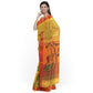 Hand Printed Yellow Orange Green Cotton Saree