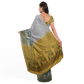 Yellow - White Cotton Silk Saree with Small Leafy Prints