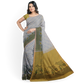 Yellow - White Cotton Silk Saree with Small Leafy Prints